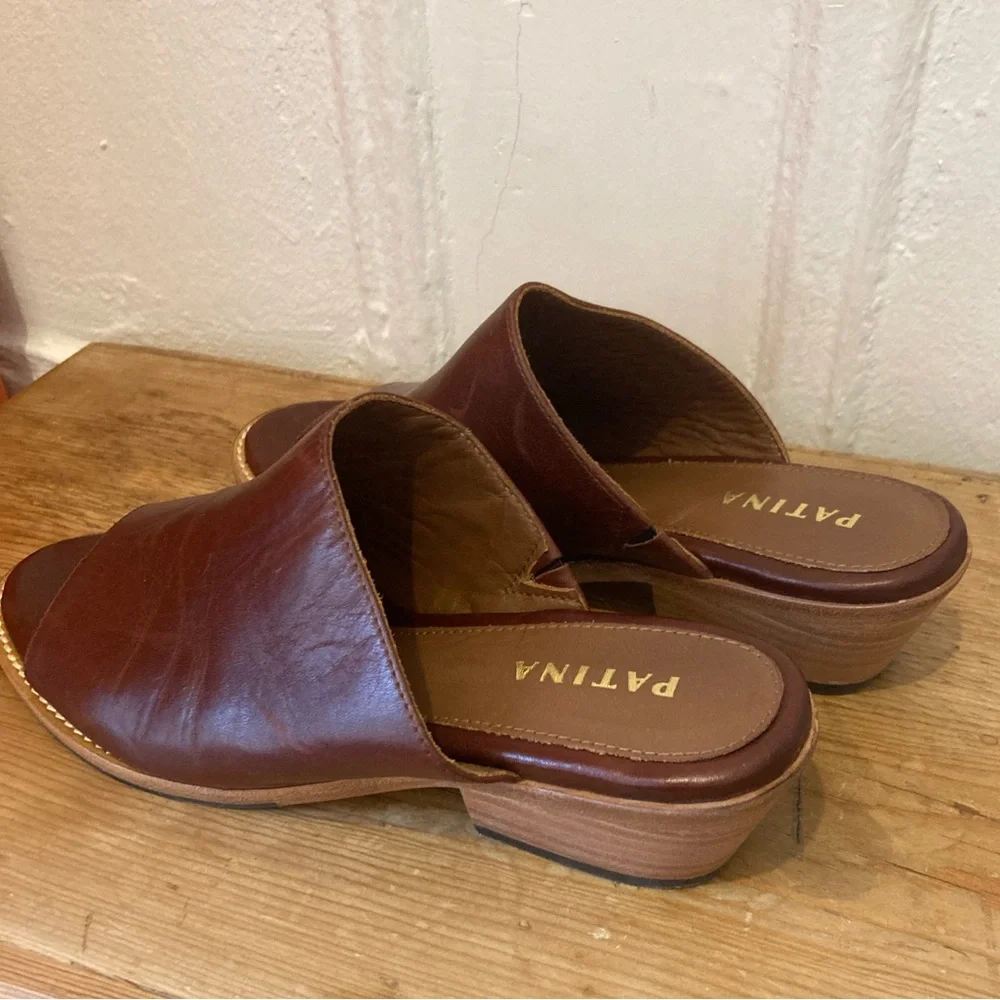 Portland Leather Patina Open Toe Mules, size 7 - Picture 5 of 5